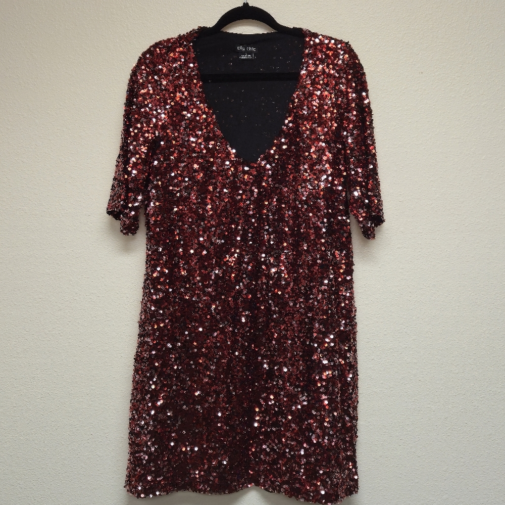 City Chic Red Sequin Dress